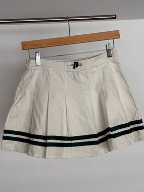 Prince Cream Skater Skirt with Dark Green Stripes